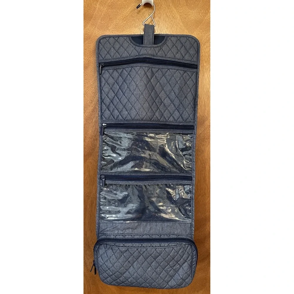 Vera Bradley Hanging Travel Organizer Cosmetics Quilted Bag Denim Blue Jean